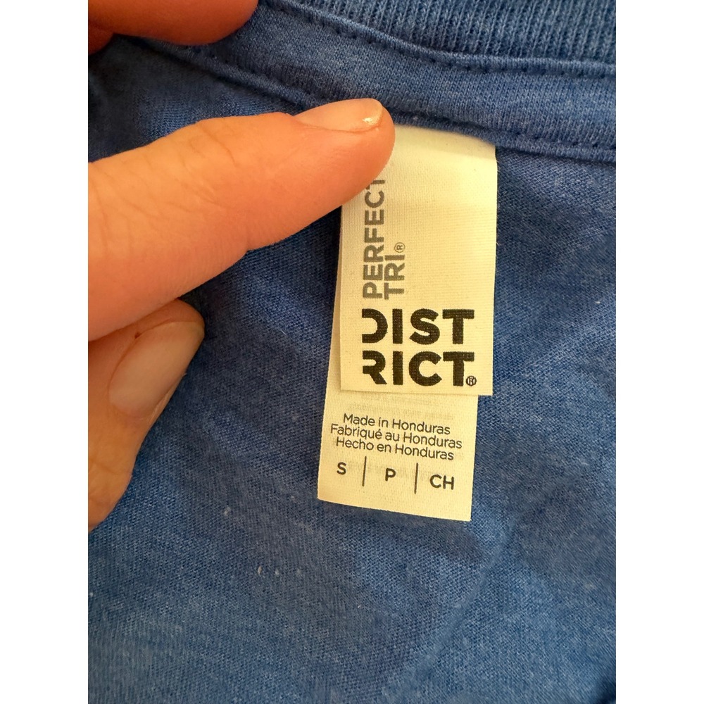 District Perfect Tri V-Neck T-Shirt Womens Small Heather Royal Blue DM130L - Picture 3 of 5